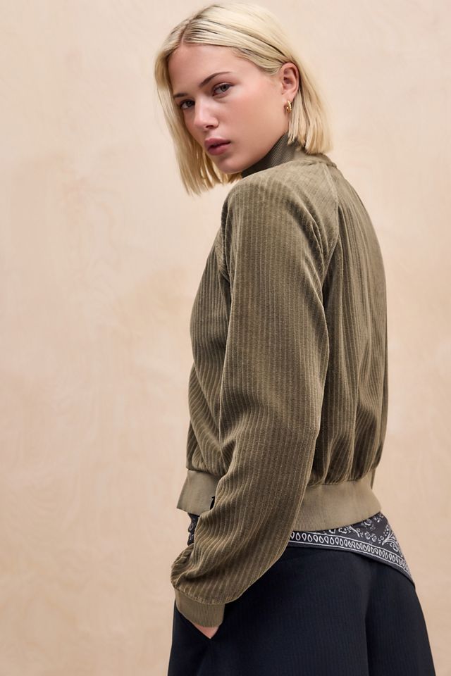 iets frans... Khaki Ally velour Corduroy Track Top #3