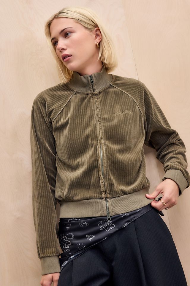 iets frans... Khaki Ally velour Corduroy Track Top #4