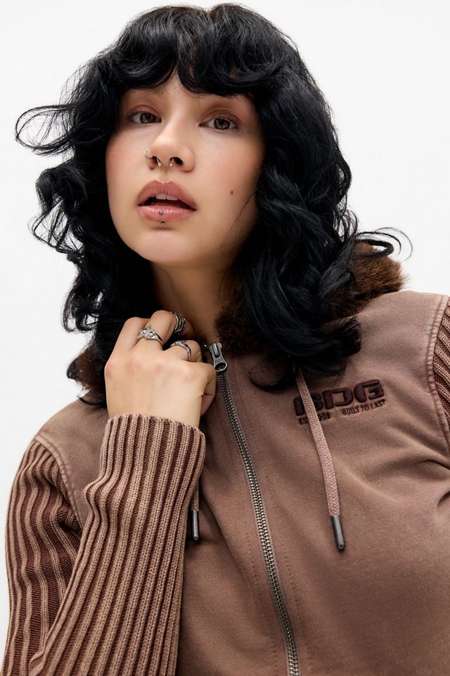 BDG Tina Faux Fur Trimmed Hoodie #1