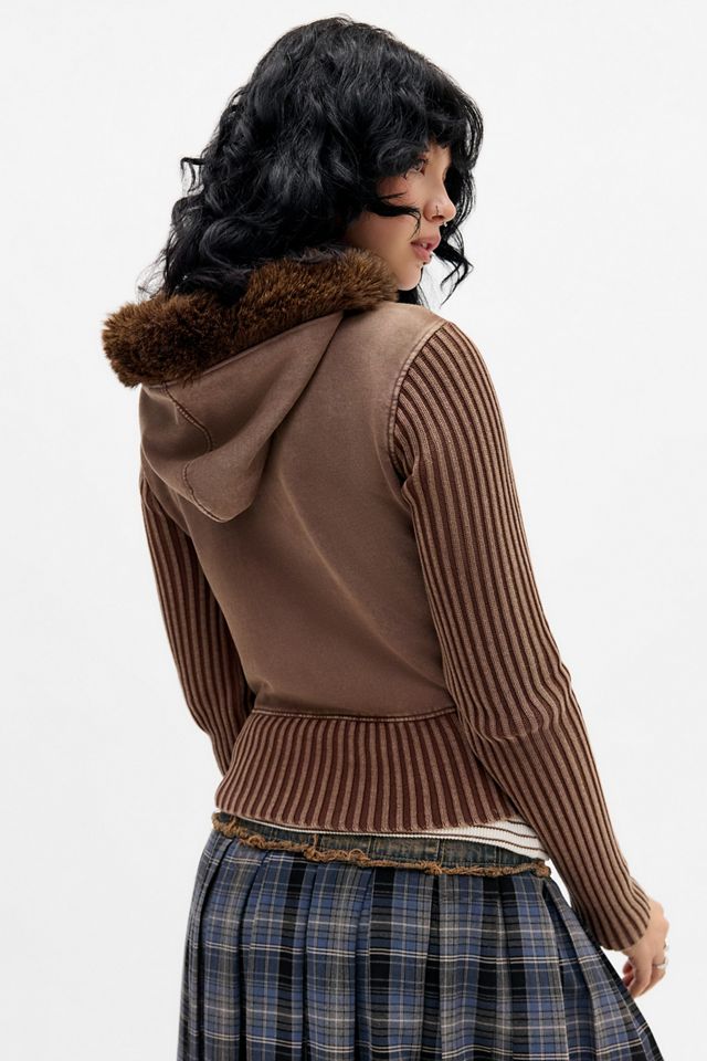 BDG Tina Faux Fur Trimmed Hoodie #3