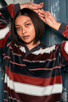 iets frans... Velour Stripe Rugby Top Product Page