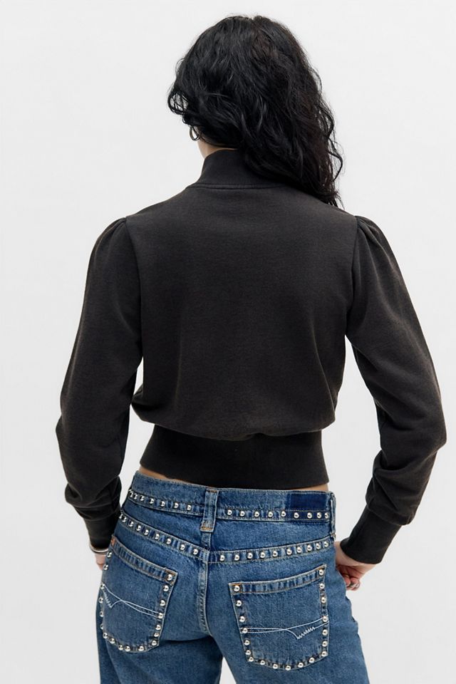 Silence + Noise Black Shrunken Track Top | Urban Outfitters UK