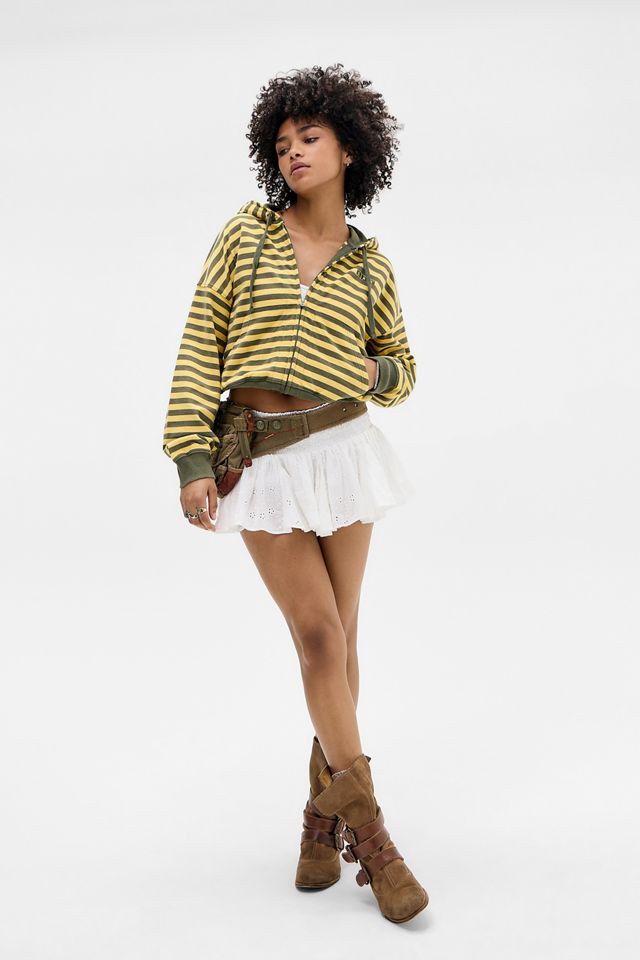 Felpa con cappuccio a righe facili BDG cachi e gialle #2