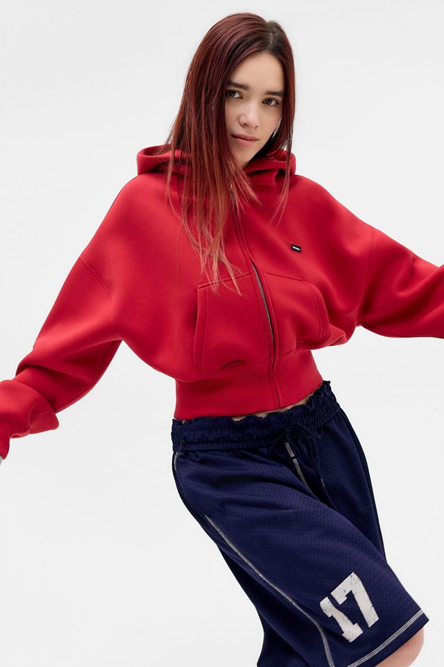 iets frans... Felpa con Cappuccio Crop Rossa in Scuba con Zip-Intera #1