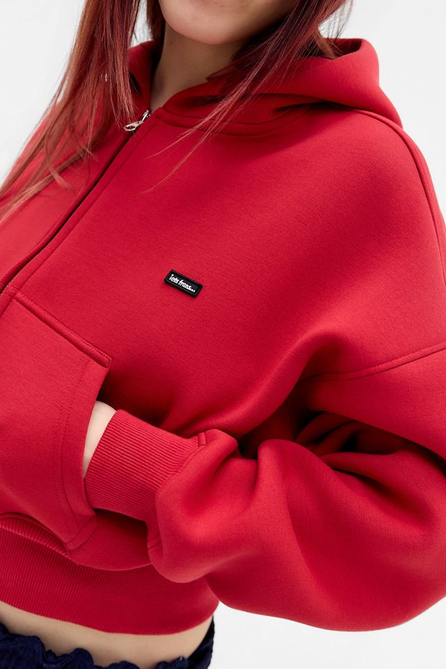 iets frans... Felpa con Cappuccio Crop Rossa in Scuba con Zip-Intera #2