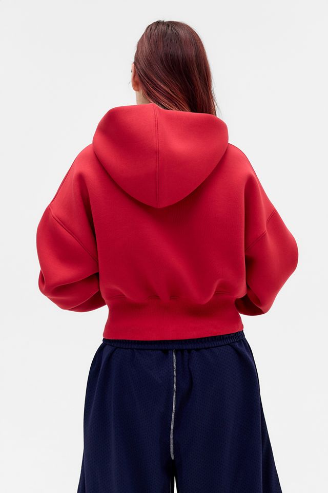 iets frans... Felpa con Cappuccio Crop Rossa in Scuba con Zip-Intera #4