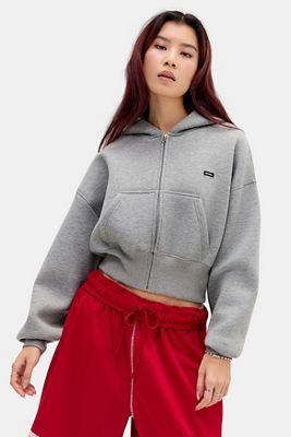iets frans... Graues Scuba-Zip-Through Crop Hoodie