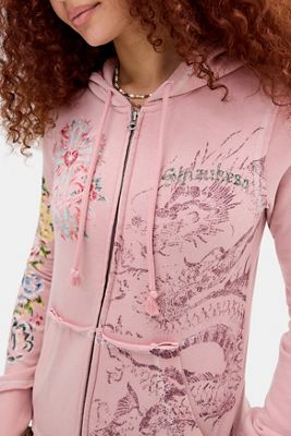 UO Y2K Tattoo-Druck Slim Kapuzenpullover
