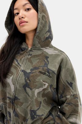iets frans... Tarn Zip-Durchgehender Kapuzenpullover mit Ballonsaum