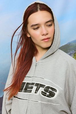 iets frans... Sudadera con Capucha Gris con Cremallera y Dobladillo Abullonado