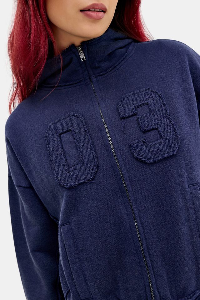 BDG Navy Grunge Sport Crop Hoodie #1