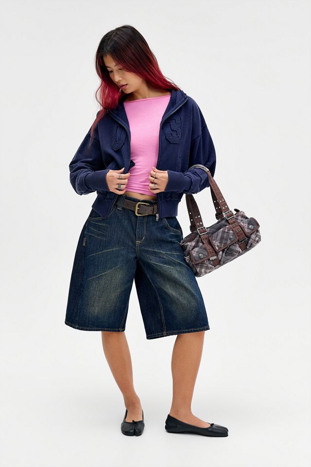 BDG Navy Grunge Sport Crop Hoodie #2