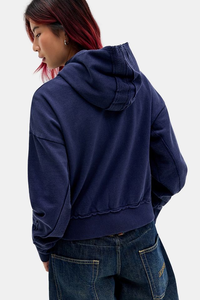BDG Navy Grunge Sport Crop Hoodie #3