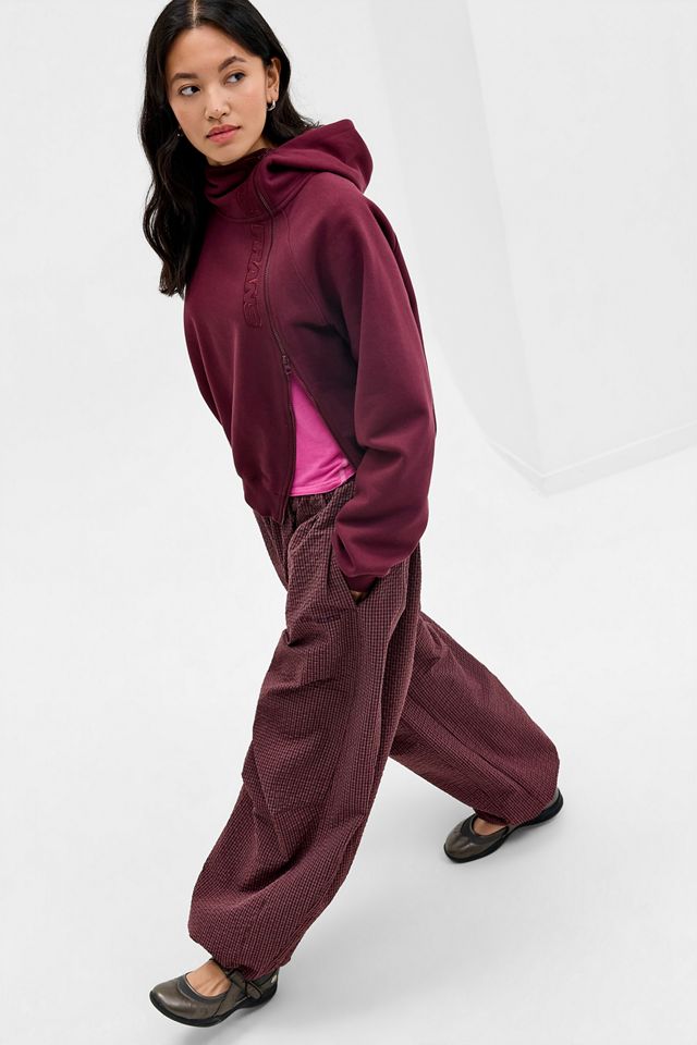 iets frans... Burgunderfarbener Asymmetrischer Zip-Through Hoodie #1