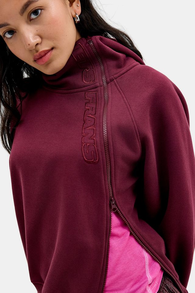 iets frans... Burgunderfarbener Asymmetrischer Zip-Through Hoodie #2