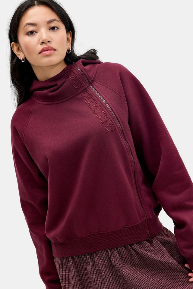 iets frans... Burgunderfarbener Asymmetrischer Zip-Through Hoodie #4