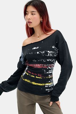 UO Lace-Up Text Graphic Sweatshirt