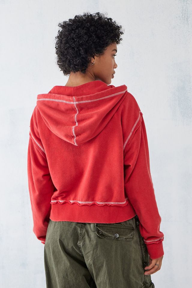 BDG Red Slouchy Zip-Through Hoodie #3