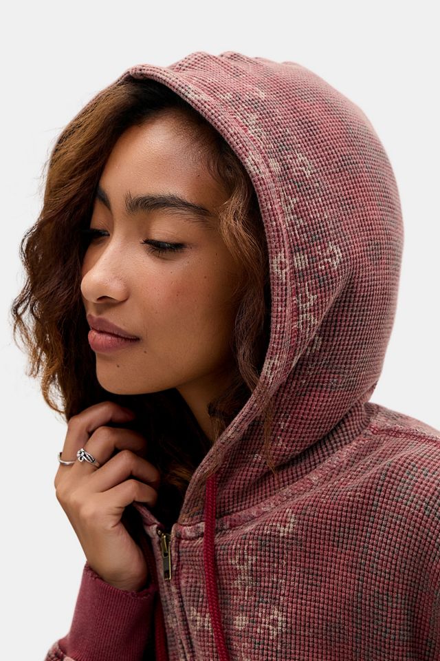 BDG Bedruckter Waffel-Crop-Kapuzenpullover #2