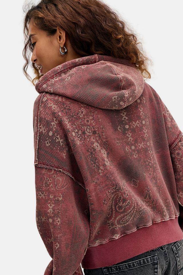 BDG Bedruckter Waffel-Crop-Kapuzenpullover #3