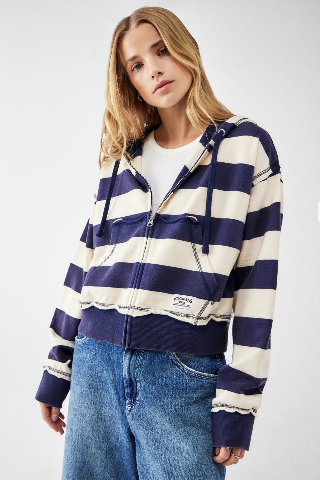 BDG Stripe Zip Up Hoodie