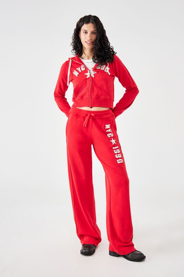 Nyc Zip Hoodie Tracksuit Womens UO 1990 NYC Applique Zip-Through