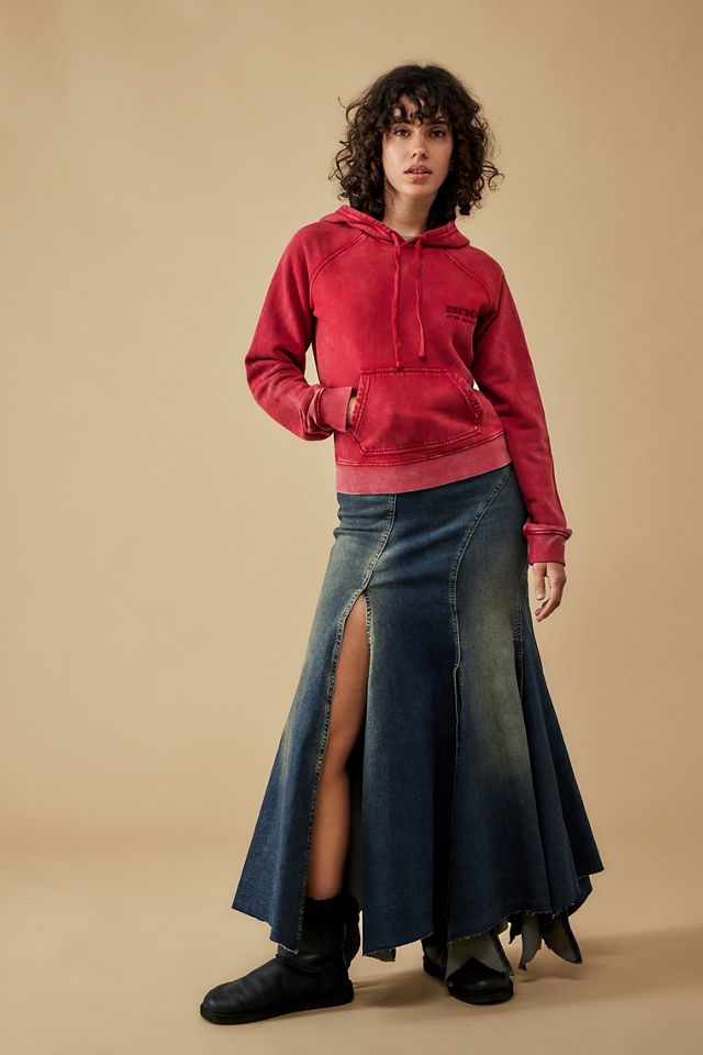 BDG Red Shrunken Acid Wash Hoodie  #1