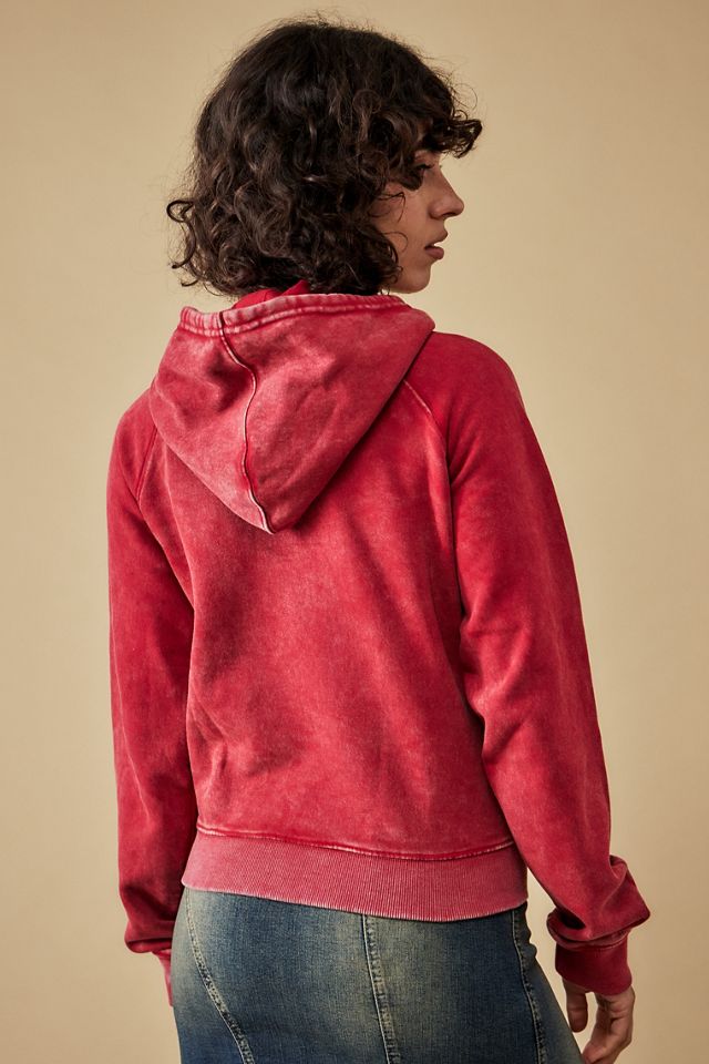 BDG Red Shrunken Acid Wash Hoodie  #3