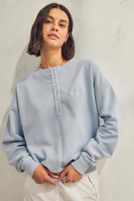 BDG Washed Blue Henley Sweatshirt | Urban Outfitters UK