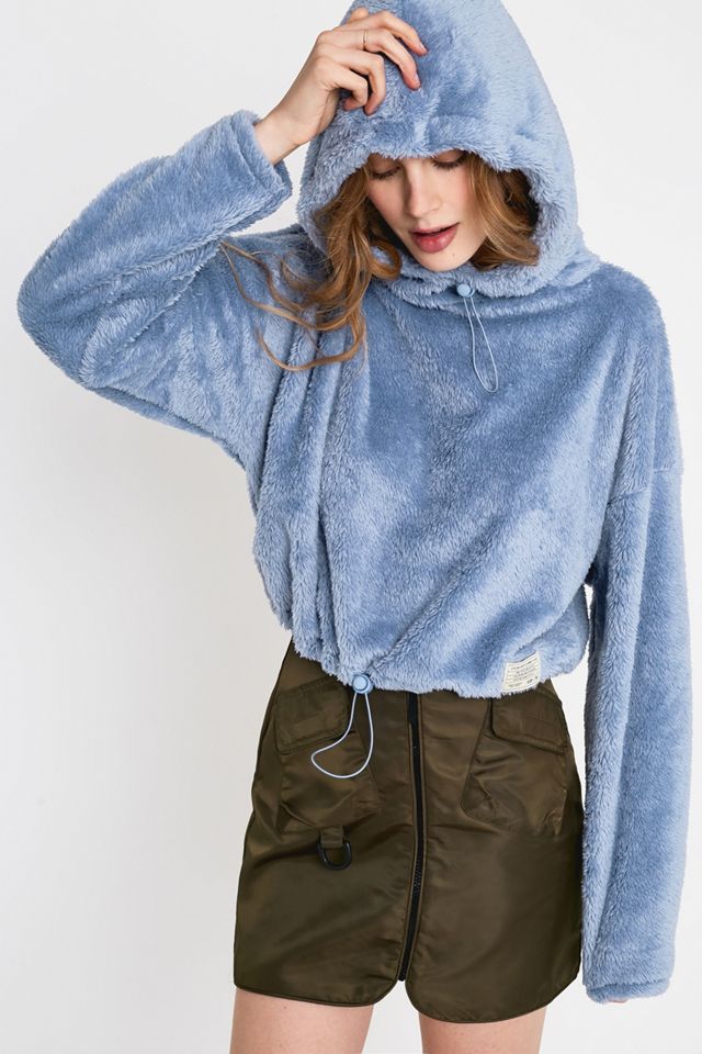 UO Blue Fluffy Snood Hoodie #1