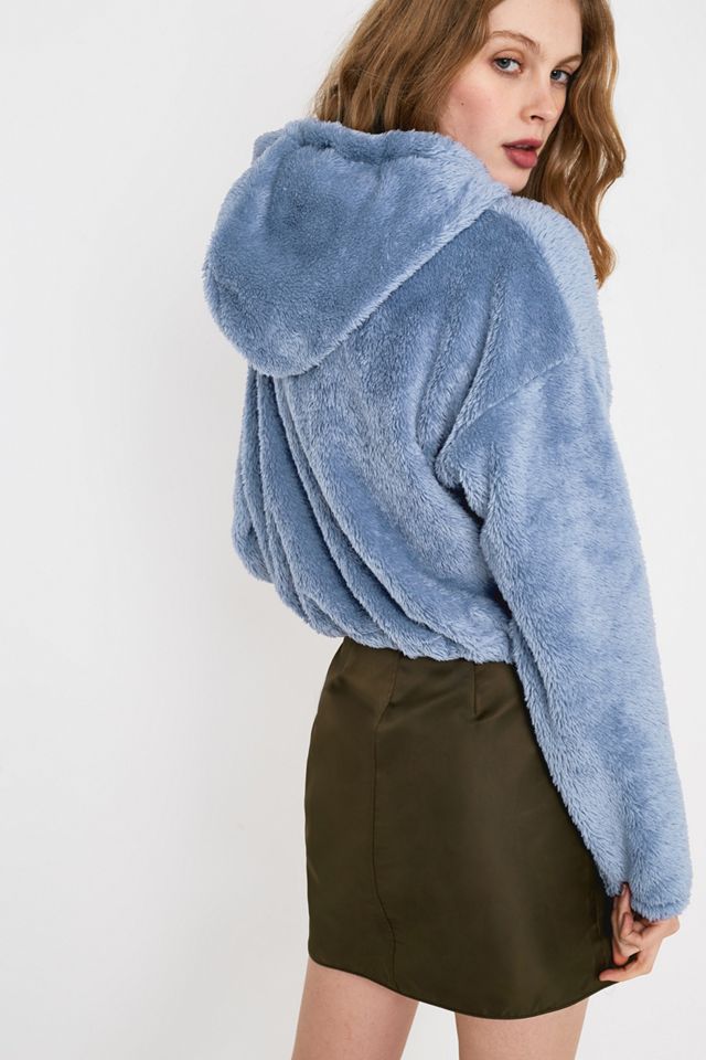 UO Blue Fluffy Snood Hoodie #3