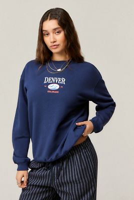 UO Navy Denver Embroidered Sweatshirt