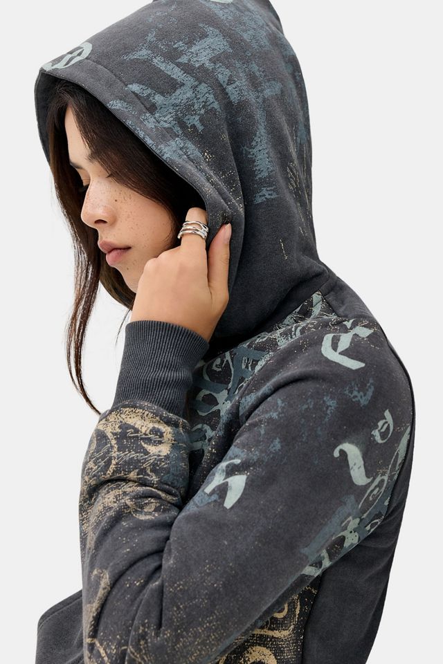 Sudadera con Capucha Corta con Cremallera Estampado Grunge UO #2