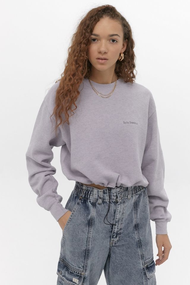 iets frans... Bubble Hem Crew Neck Light Purple Sweatshirt #2