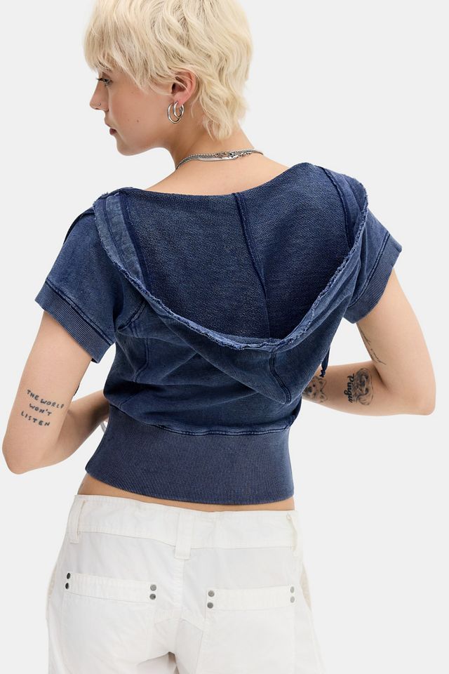 BDG Babydoll Short Sleeve Cropped Hoodie #3
