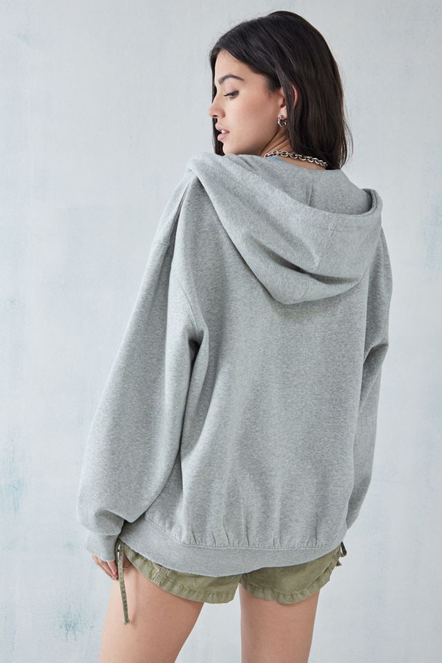 Felpa con Cappuccio e Zip Oversize Grigio Melange BDG #2