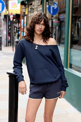 UO Black Slash Neck Sweatshirt - Black M/L at Urban Outfitters