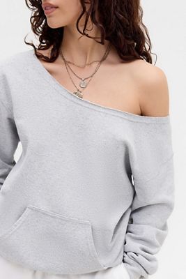 Grey Slash Neck Sweatshirt