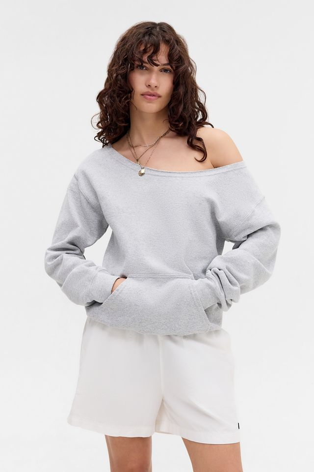 Grey Slash Neck Sweatshirt #1