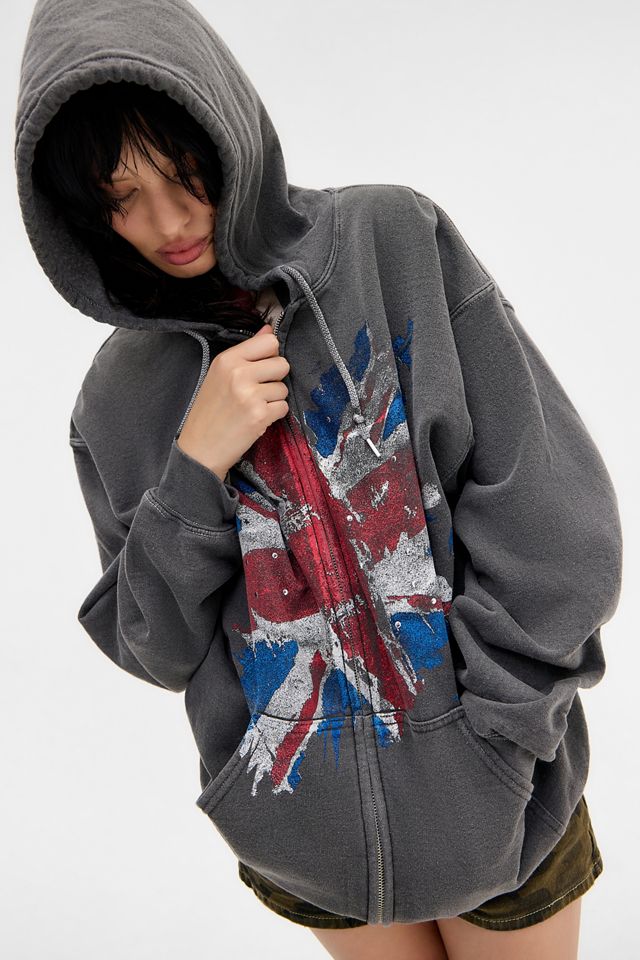 Felpa con zip e borchie UO Union Jack #1