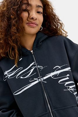 iets frans... Kursives Logo Zip-Through Kapuzenpullover