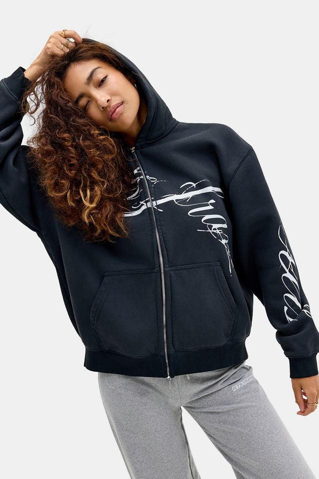 iets frans... Kursives Logo Zip-Through Kapuzenpullover #2