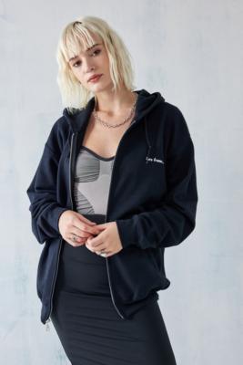 Iets Frans... Black Zip-Up Hoodie | Urban Outfitters UK