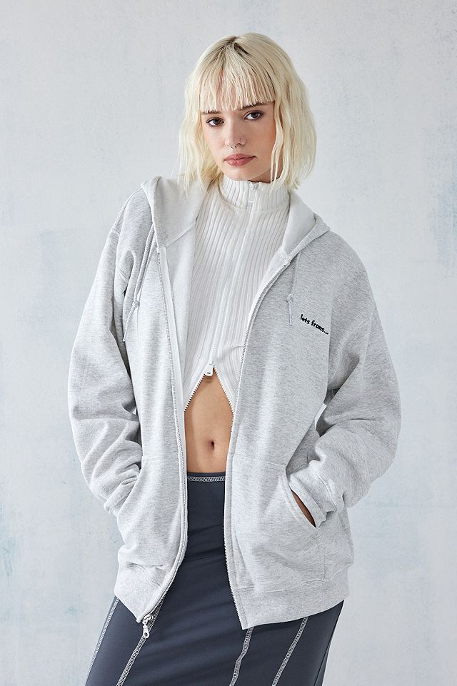 iets frans... Grey Marl Zip-Up Hoodie | Urban Outfitters UK