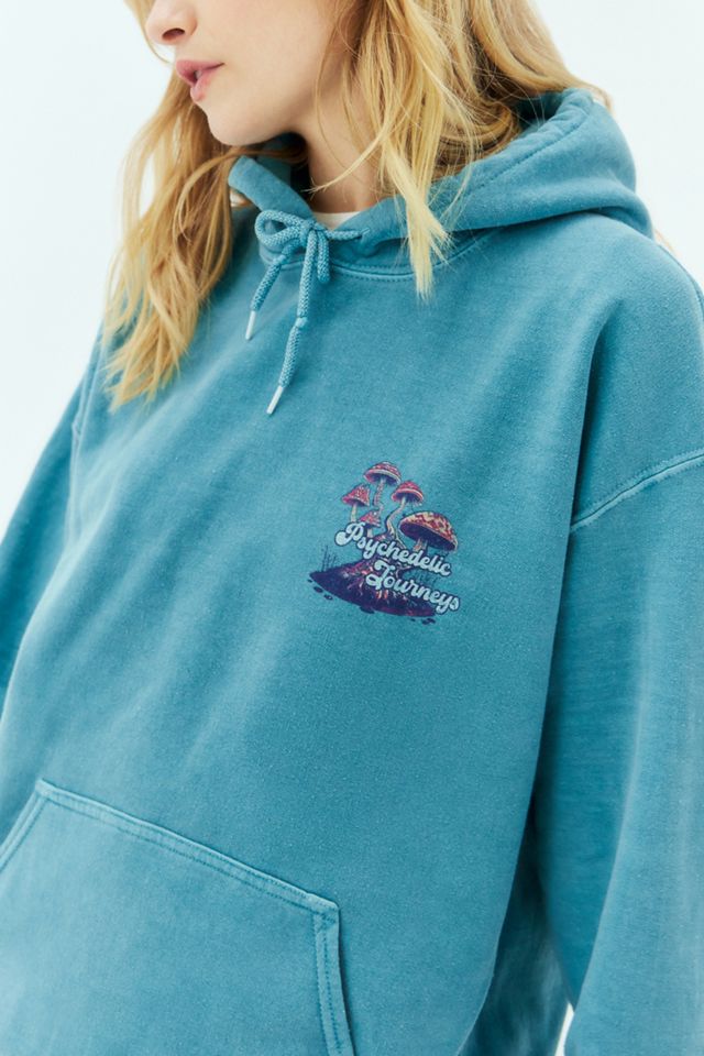 UO Teal Pilz Grafik Hoodie #3