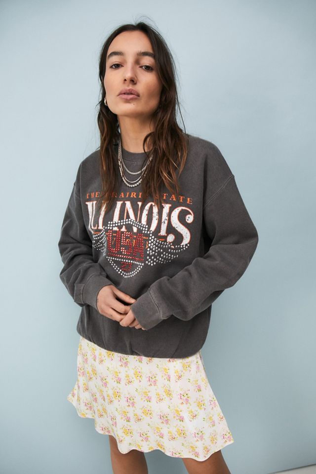 UO Grey Illinois Diamante Sweatshirt