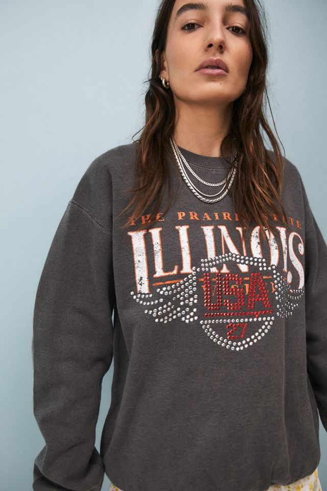 UO Grey Illinois Diamante Sweatshirt #3