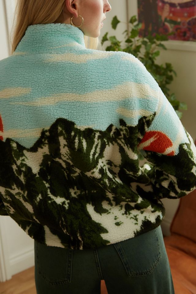 UO Light Blue Mountains Cuarto de cremallera Sudadera de lana #2