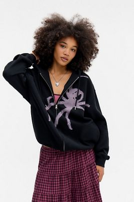 UO Dusty Zip-Through Spider Hoodie