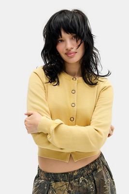 Cardigan Corto in Jersey Giallo Kimchi Blue
